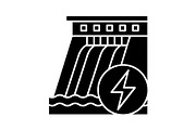 Hydroelectric dam glyph icon