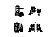 NFC technology glyph icons set