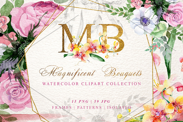 Magnificent Bouquets watercolor PNG