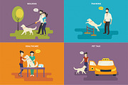 Family with pet flat icons set #10