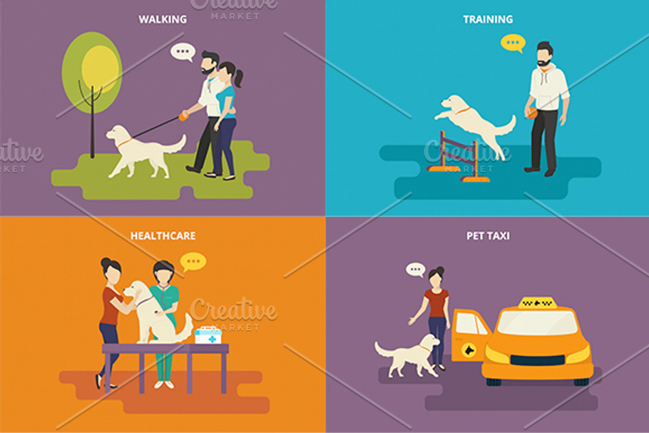 Family with pet flat icons set #10 in Illustrations - product preview 8