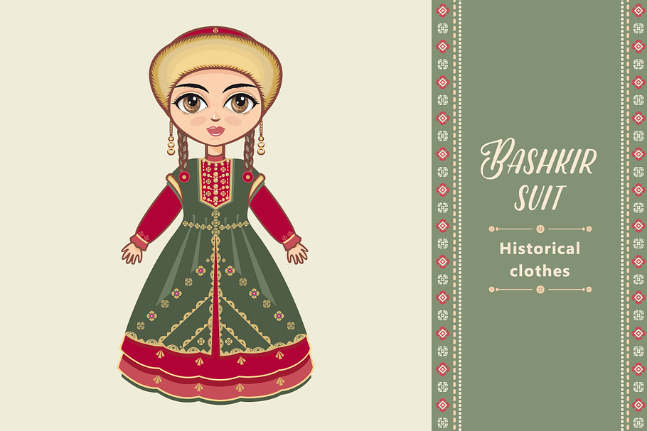 The girl in Bashkir dress in Illustrations - product preview 8