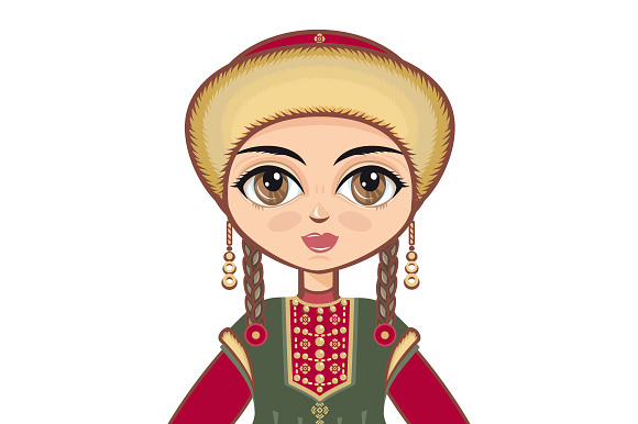 The girl in Bashkir dress in Illustrations - product preview 1