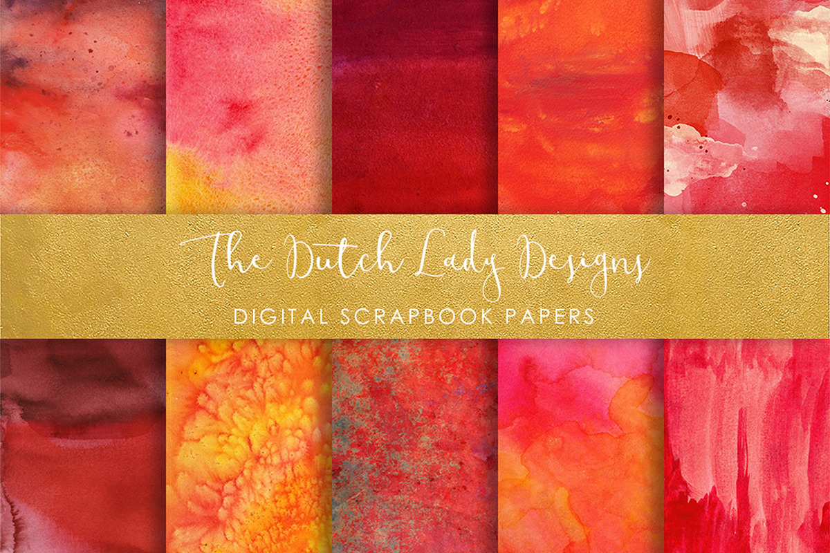 Red Watercolor Scrapbook Papers in Textures - product preview 8