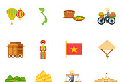 Vietnam travel icons set