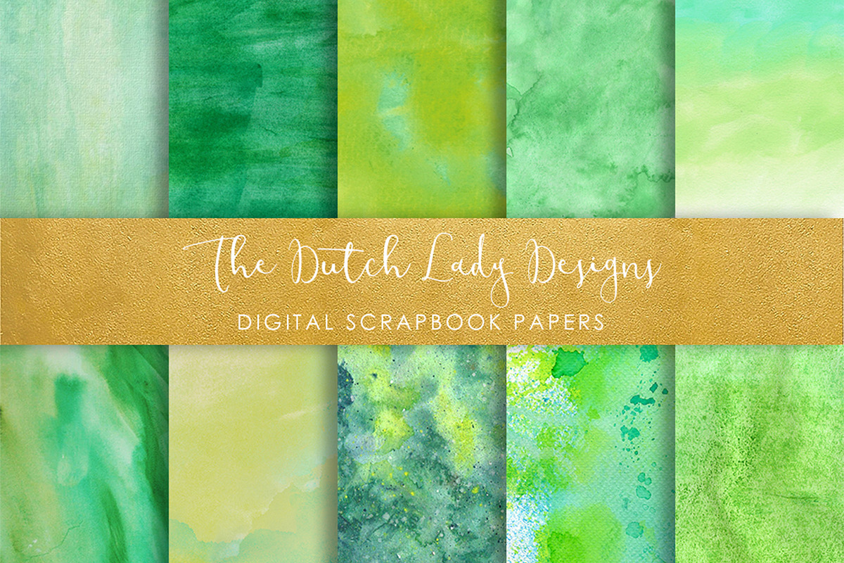Green Watercolor Scrapbook Papers in Textures - product preview 8