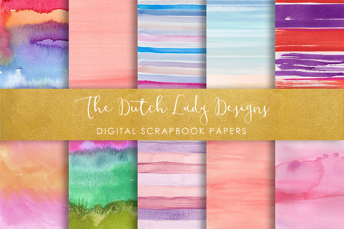 Striped Watercolor Scrapbook Papers in Patterns - product preview 8