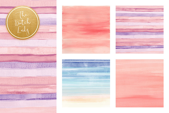 Striped Watercolor Scrapbook Papers in Patterns - product preview 1