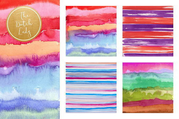 Striped Watercolor Scrapbook Papers in Patterns - product preview 2