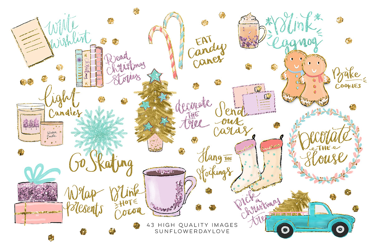 Holiday Bucket List Clip art in Illustrations - product preview 8