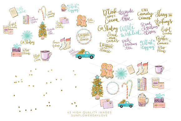 Holiday Bucket List Clip art in Illustrations - product preview 3