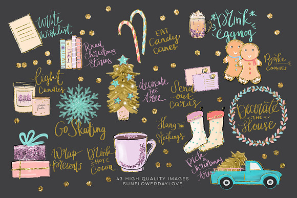 Holiday Bucket List Clip art in Illustrations - product preview 4