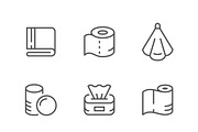 Set line icons of towel and napkin