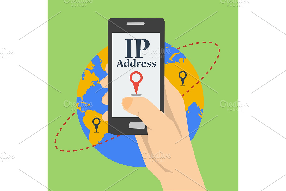 Mobile phone at hand - IP Address in Illustrations - product preview 8