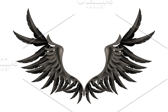 Black, white and gold angels wings in Illustrations - product preview 1