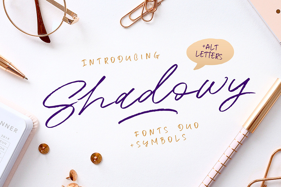 Shadowy Script + Symbols in Script Fonts - product preview 8