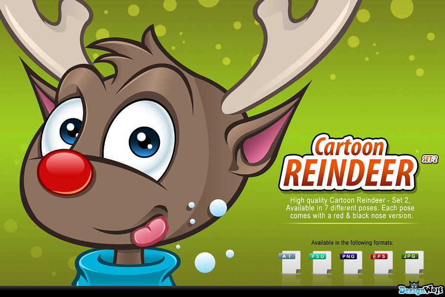 Cartoon Reindeer - Set 2