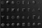 3d volumetric basic black shapes