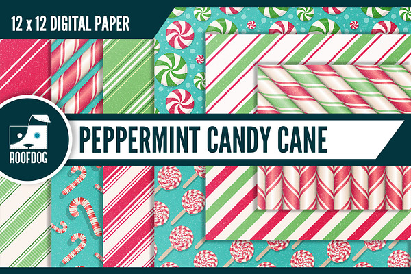 Peppermint Candy Cane Digital Paper