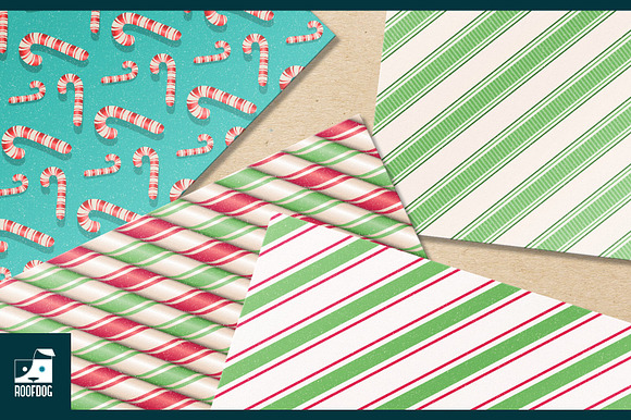 Peppermint Candy Cane Digital Paper in Textures - product preview 3