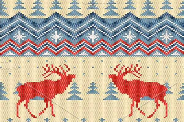 Deers knitted seamless pattern