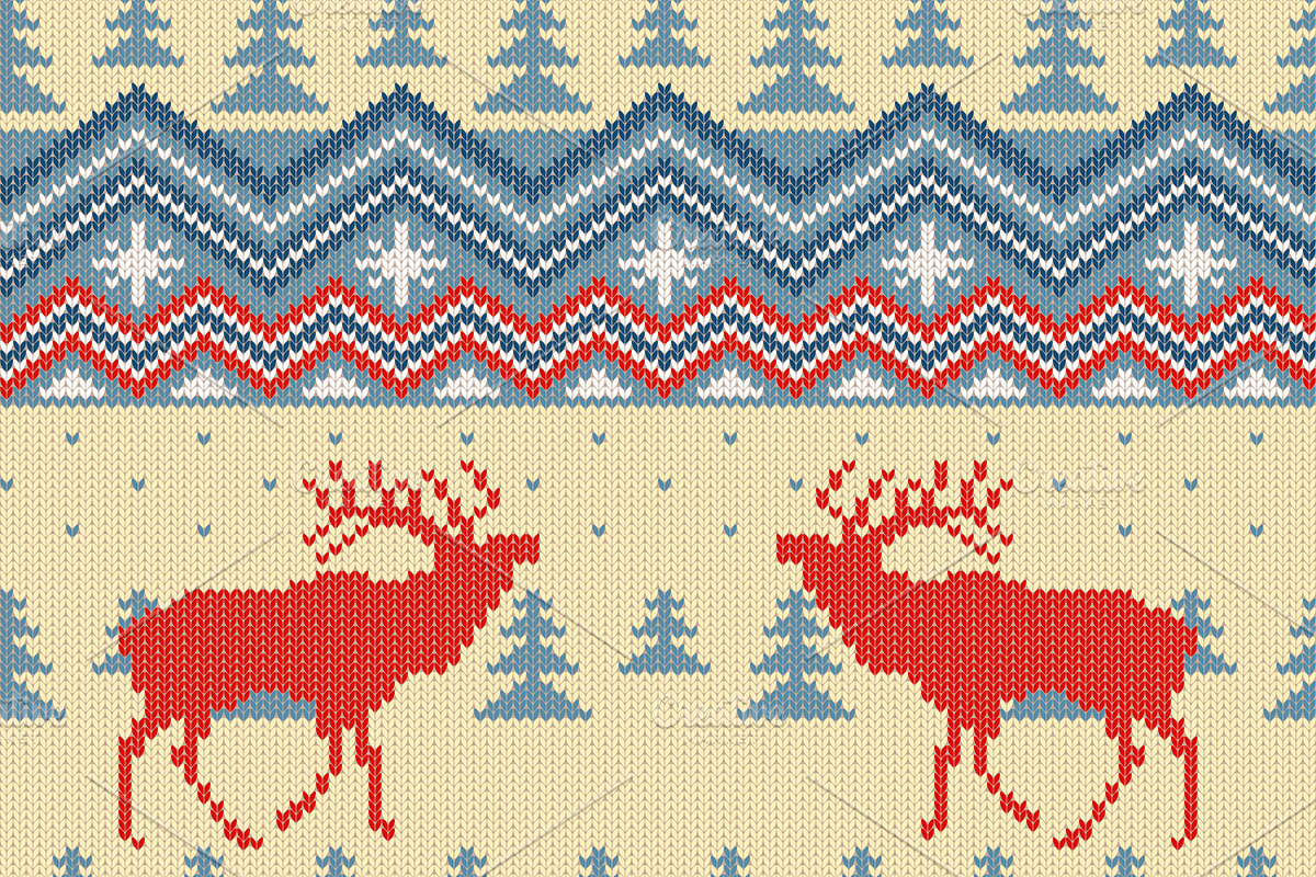 Deers knitted seamless pattern in Patterns - product preview 8