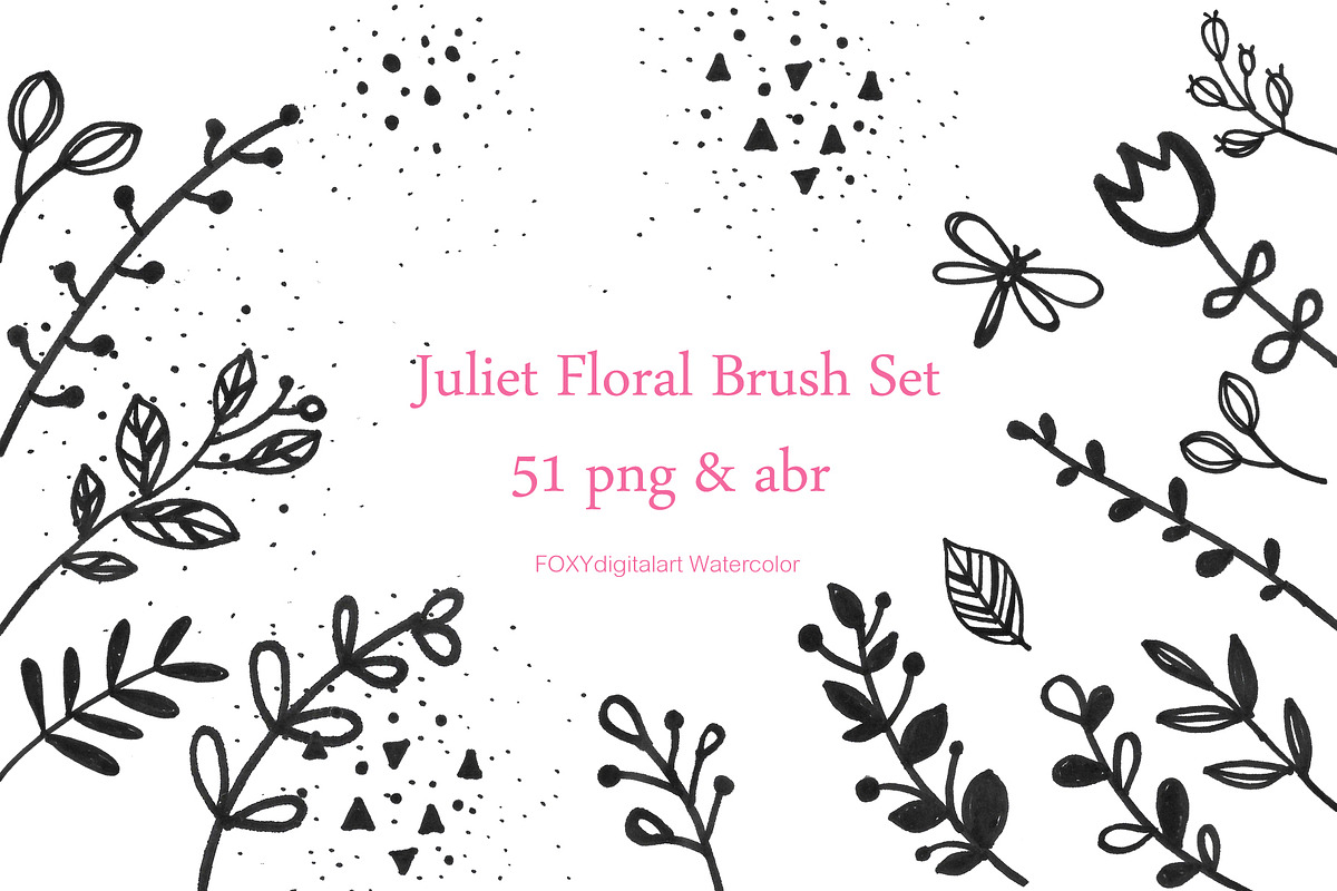 Flower doodles floral digital stamp in Illustrations - product preview 8