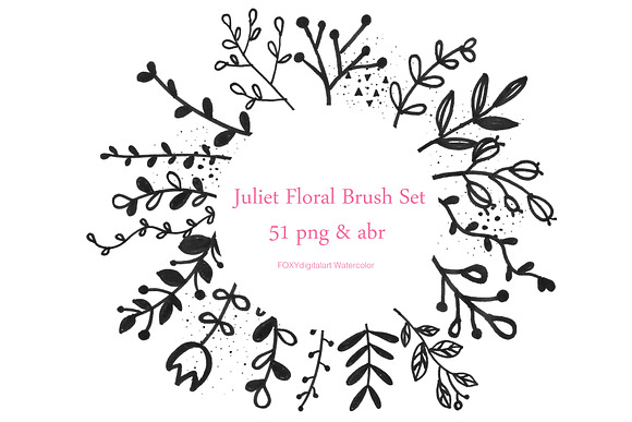 Flower doodles floral digital stamp in Illustrations - product preview 1