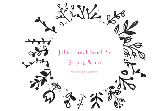 Flower doodles floral digital stamp in Illustrations - product preview 2