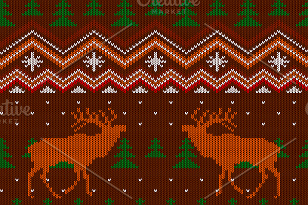  Seamless pattern with red deers