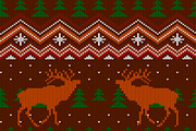  Seamless pattern with red deers
