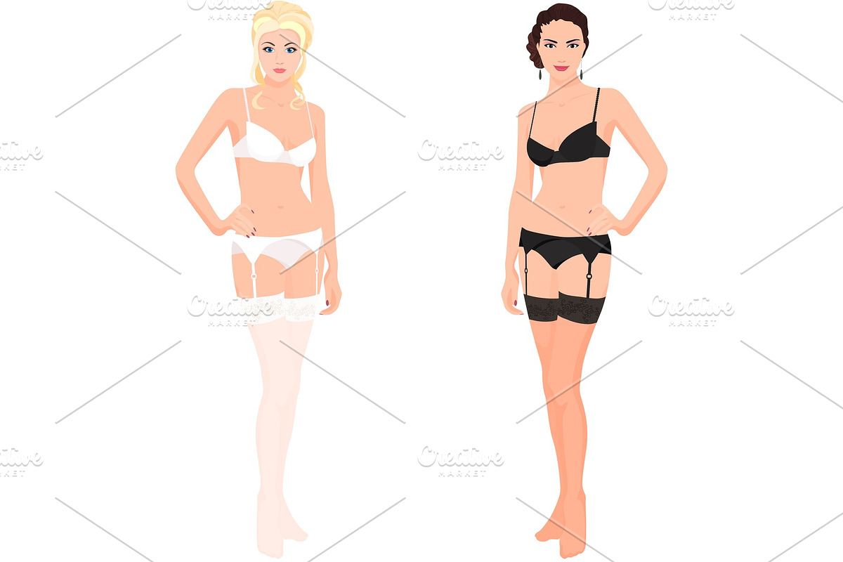 Beautiful woman in sexy lingerie in Illustrations - product preview 8