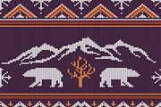 Bears & mountains knitted pattern