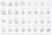 3d volumetric basic white shapes