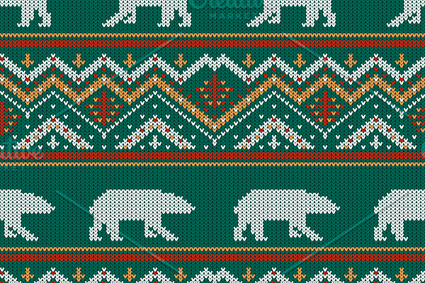 Polar bears knitted woolen ornament