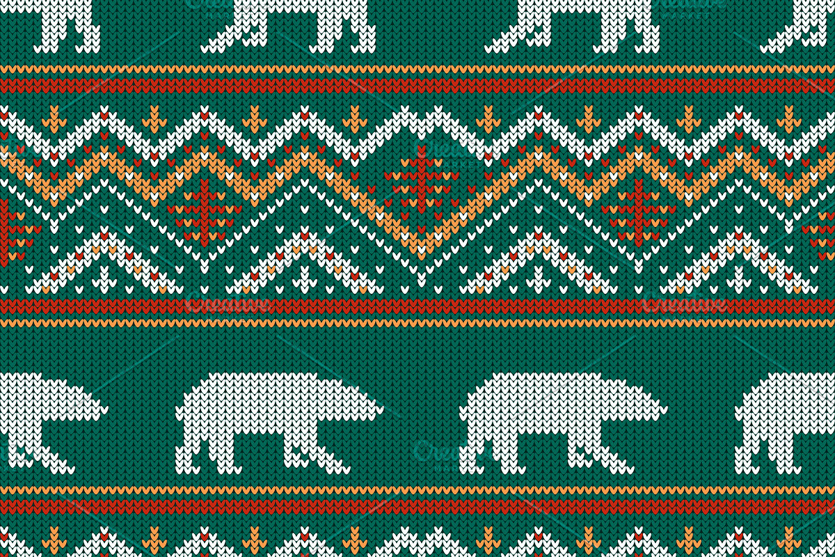 Polar bears knitted woolen ornament in Patterns - product preview 8