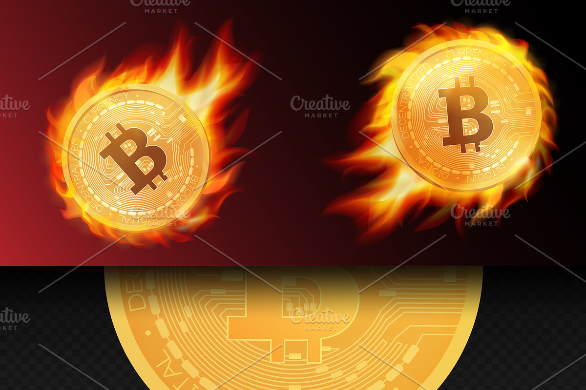 Falling, rising, isolated Bitcoin in Illustrations - product preview 8