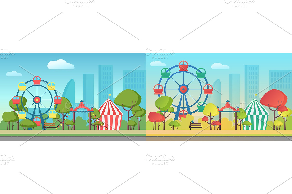 Amusement summer & autumn park in Illustrations - product preview 8