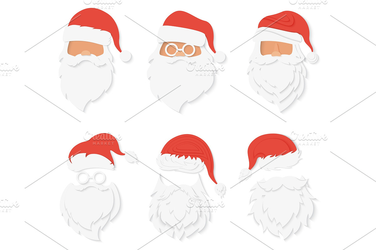 Santa Clause paper cuted face in Objects - product preview 8