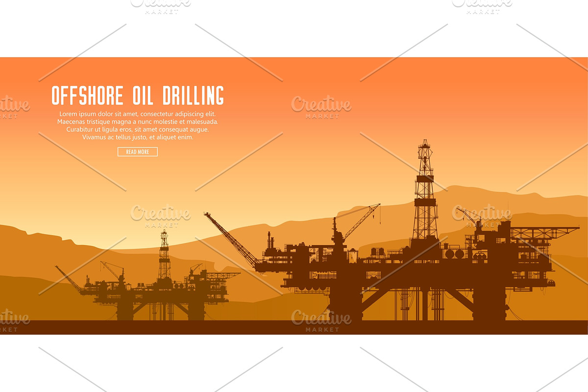 Offshore oil rigs in the sea. Vector in Illustrations - product preview 8