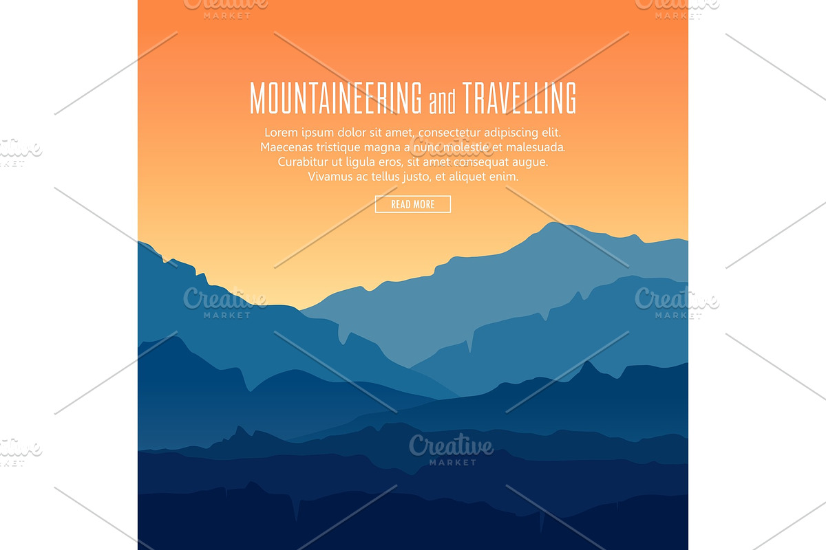 Twilight in blue mountains. Vector. in Illustrations - product preview 8