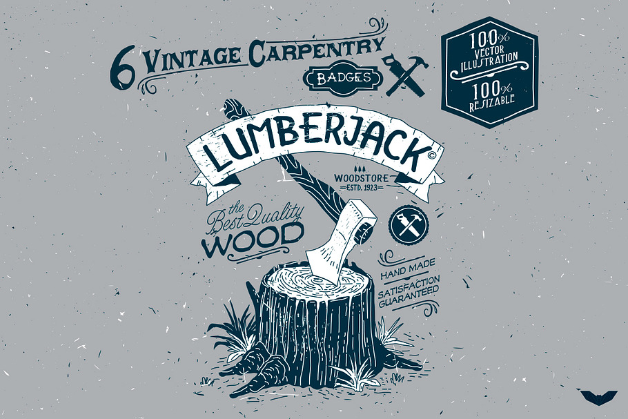 6 Vintage Carpentry Badges in Logo Templates - product preview 8