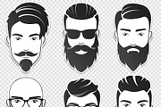 Bearded hipster men stickers faces