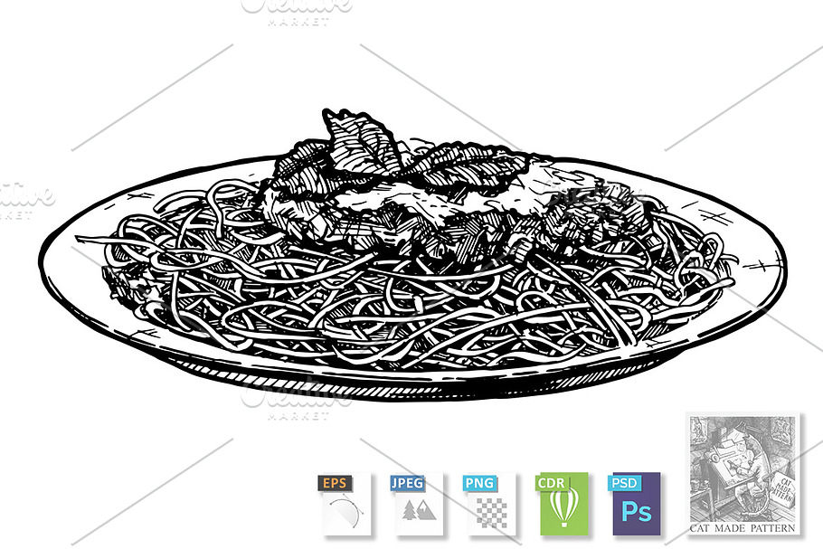 Spaghetti on plate in Illustrations - product preview 8