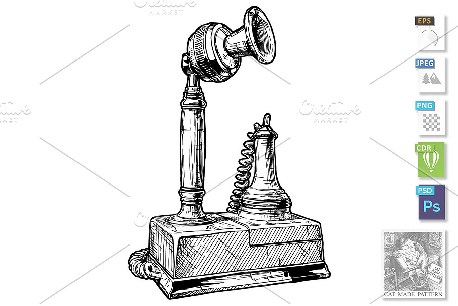 Vintage candlestick telephone in Illustrations - product preview 8