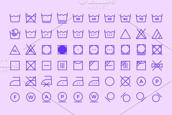 Laundry Symbols | Line icons in Washing Icons - product preview 5
