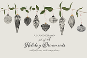 Holiday Ornaments Textured Drawings