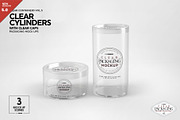 Clear Cylinders Clear Caps Mockups