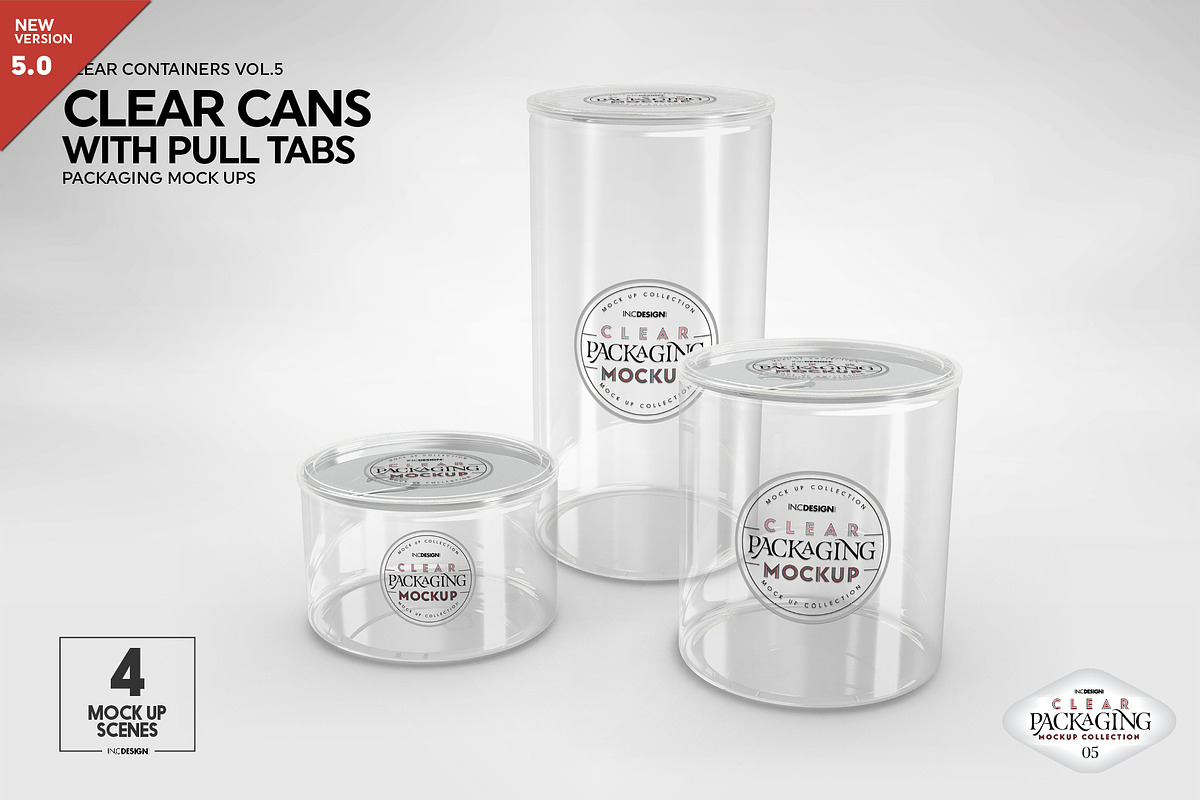 Clear Cans with Pull Tabs Mockup in Branding Mockups - product preview 8