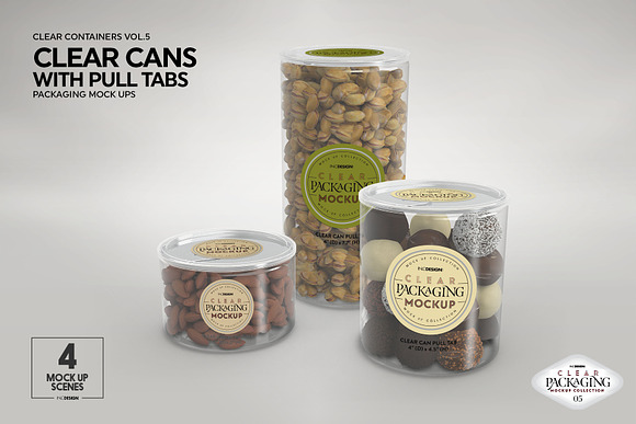 Clear Cans with Pull Tabs Mockup in Branding Mockups - product preview 1